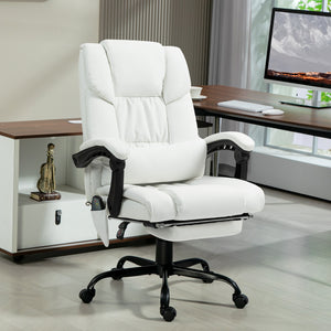 6-point vibrating massage chair with retractable footrest, white