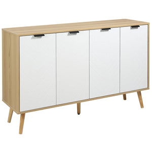 Modern sideboard with adjustable shelves and 4 doors, natural