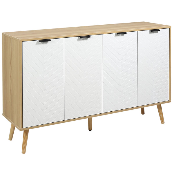 Modern sideboard with adjustable shelves and 4 doors, natural