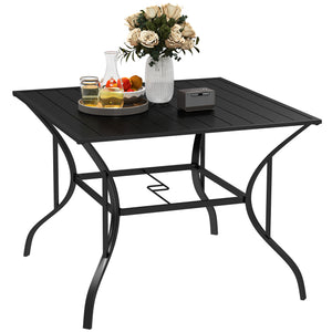 Square garden table with parasol hole 