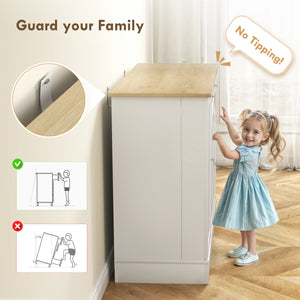 Modern Sideboard with Drawer, Adjustable Shelf, 3 Doors, for Dining Room, White