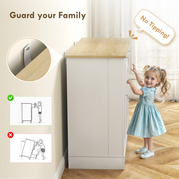 Modern Sideboard with Drawer, Adjustable Shelf, 3 Doors, for Dining Room, White