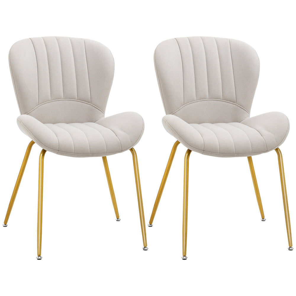 Set of 2 chairs with padded backrest, cream white 