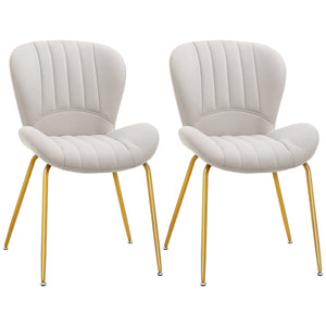 Set of 2 chairs with padded backrest, cream white 