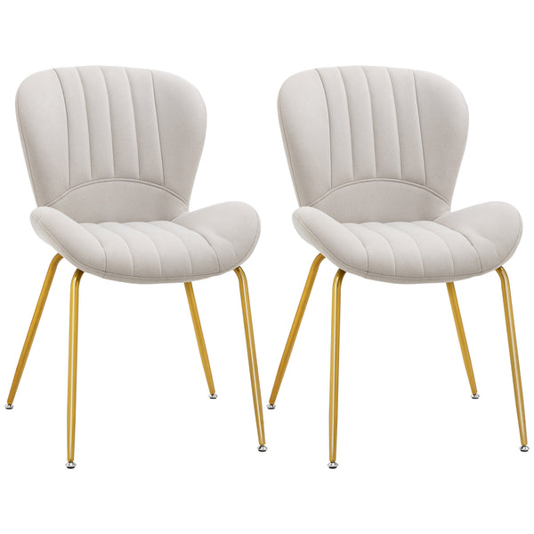 Set of 2 chairs with padded backrest, cream white 