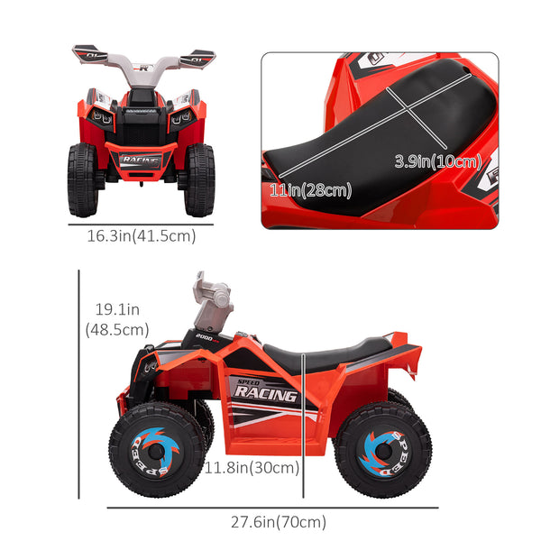 6V Quad for children with wear-resistant wheels, red