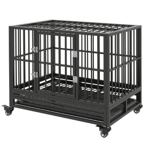 Sturdy steel cage with wheels, grey