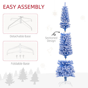 7.3ft Frosted Blue Pencil Christmas Tree