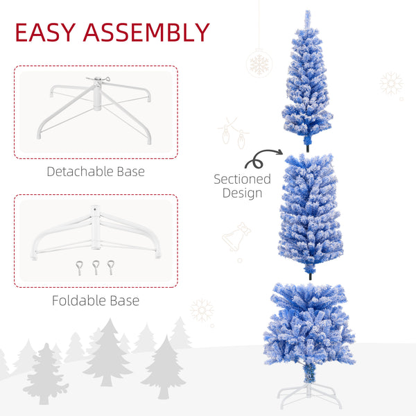7.3ft Frosted Blue Pencil Christmas Tree