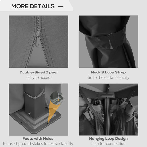 10' x 10' 2-Tier Gazebo with Zippered Mesh Sidewalls, Aluminum Frame, Dark Gray