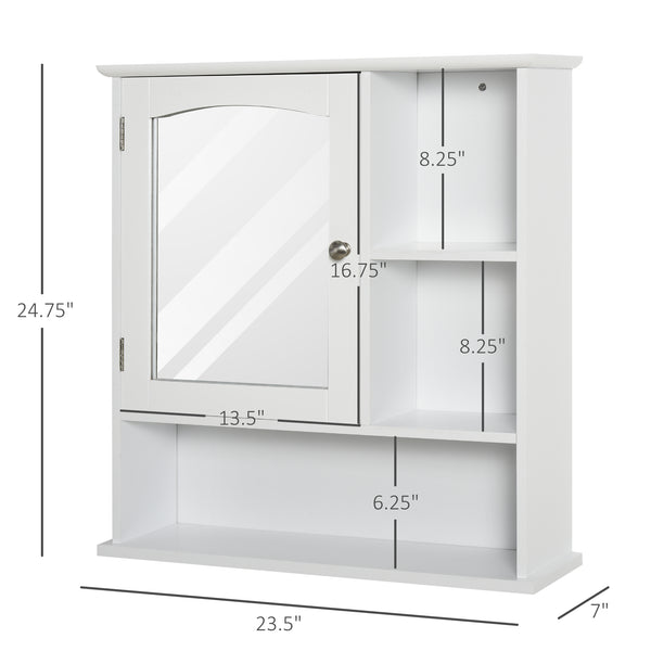 Medicine cabinet with mirror and doors, storage shelves, white