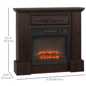 1400W Electric Fireplace with Brown Mantel
