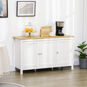Sideboard with doors and adjustable shelves for living room or entryway, white and natural