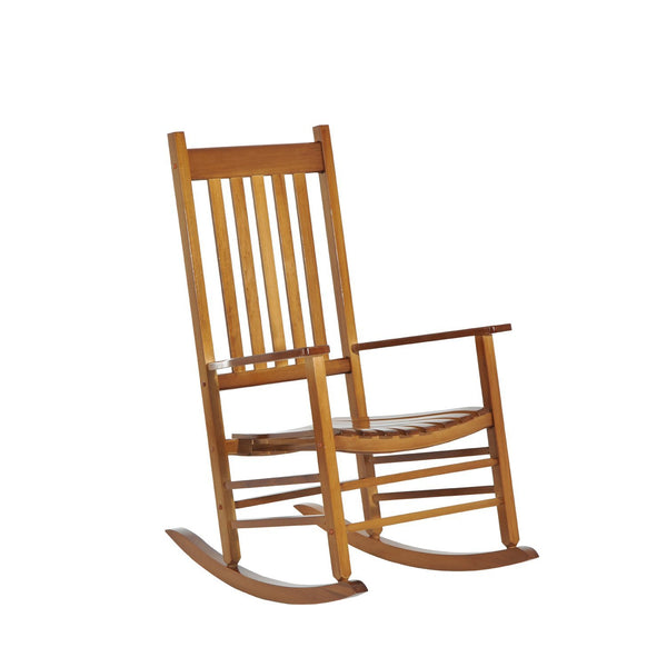 Wooden Porch Rocking Chair Outdoor Patio Rocker Garden Single Leisure Reclining Seat Armchair Natural