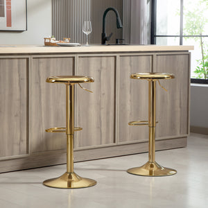 Set of 2 steel bar stools, gold