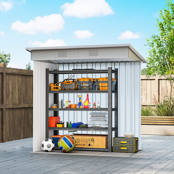 Metal garden shed with lockable sliding doors and ventilation, yellow