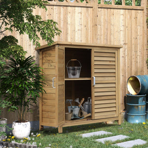 Wooden garden shed with 2 doors, natural