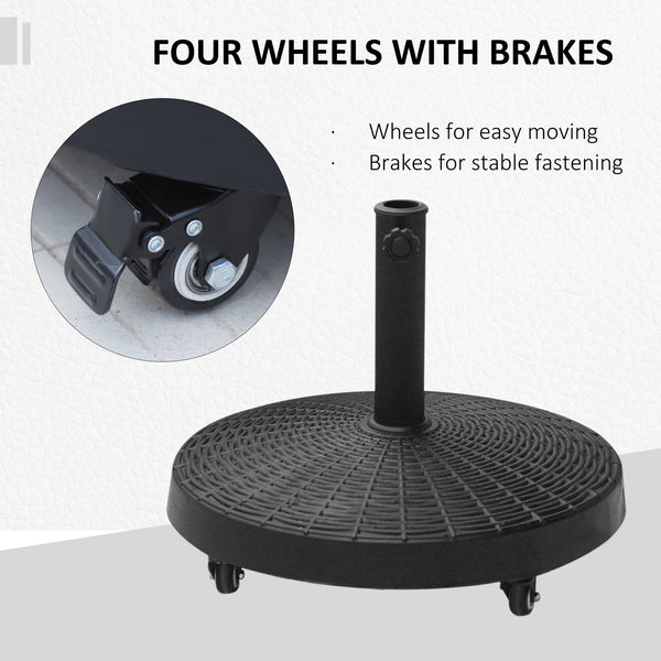 Round resin parasol base, black 