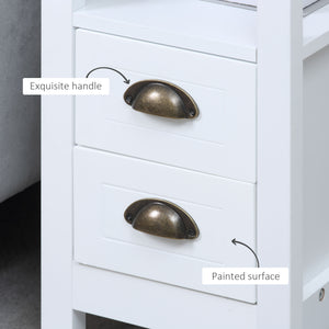 Narrow side table with 2 drawers and storage shelf, white