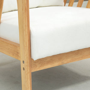 Upholstered armchair with rubberwood frame, white