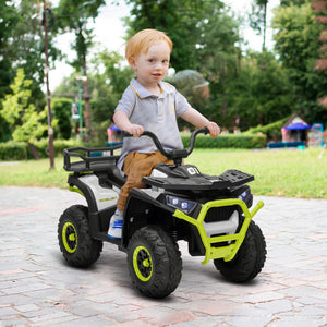 Kids ATV, 12V Battery Powered Electric Toy with Spring Suspension, Storage Basket, High &amp; Low Speed, Green
