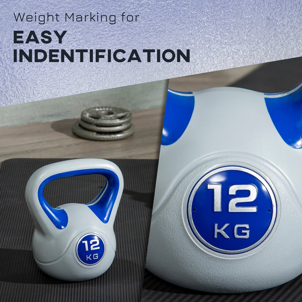 26 lb kettlebell with wide handle and stable base – Dark blue and gray