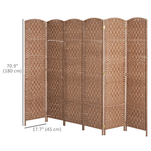 Folding room divider with 6 panels, natural color