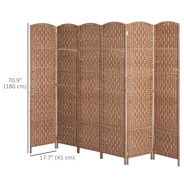 Folding room divider with 6 panels, natural color