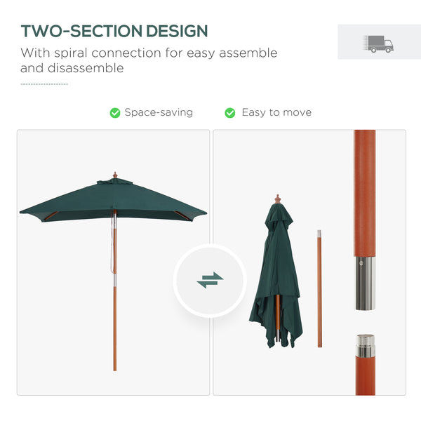 6.6-foot square parasol with tilt mechanism, green 