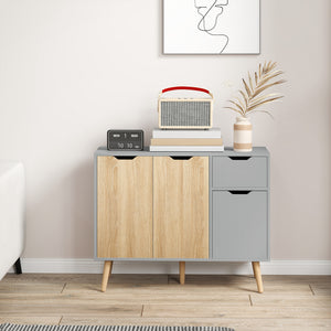 35" sideboard with drawer, grey and natural wood