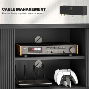 TV stand for TVs up to 55 inches, 2 open shelves and 2 cabinets, black