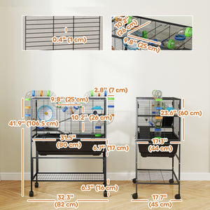 3-tier rolling cage with 18cm deep tray, for Syrian rodents, gerbils and rats