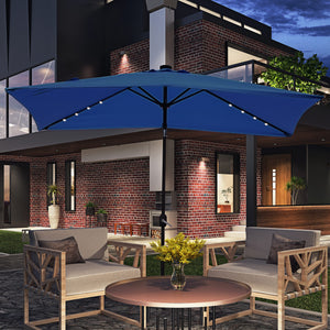 9.7-foot parasol with 22 solar LED lights and tilt, dark blue 