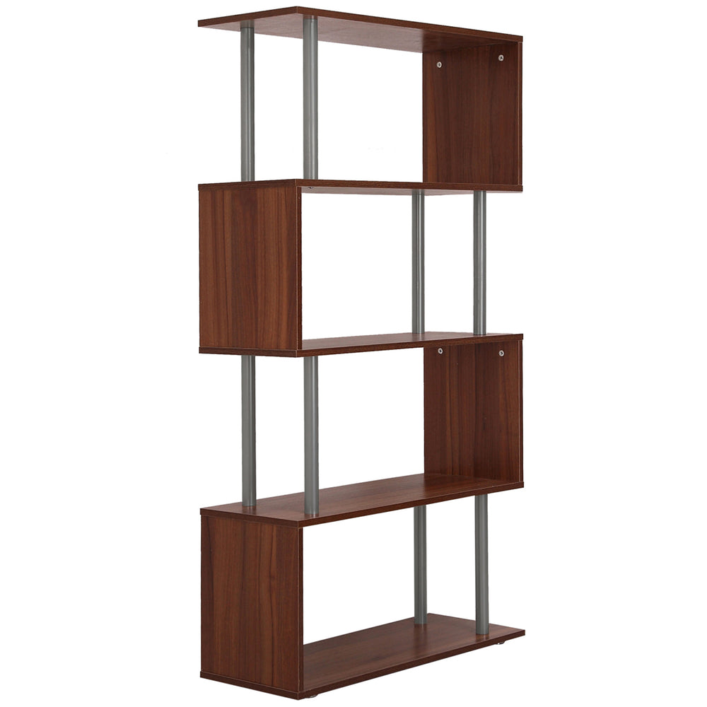 Modern slim wooden bookcase, brown