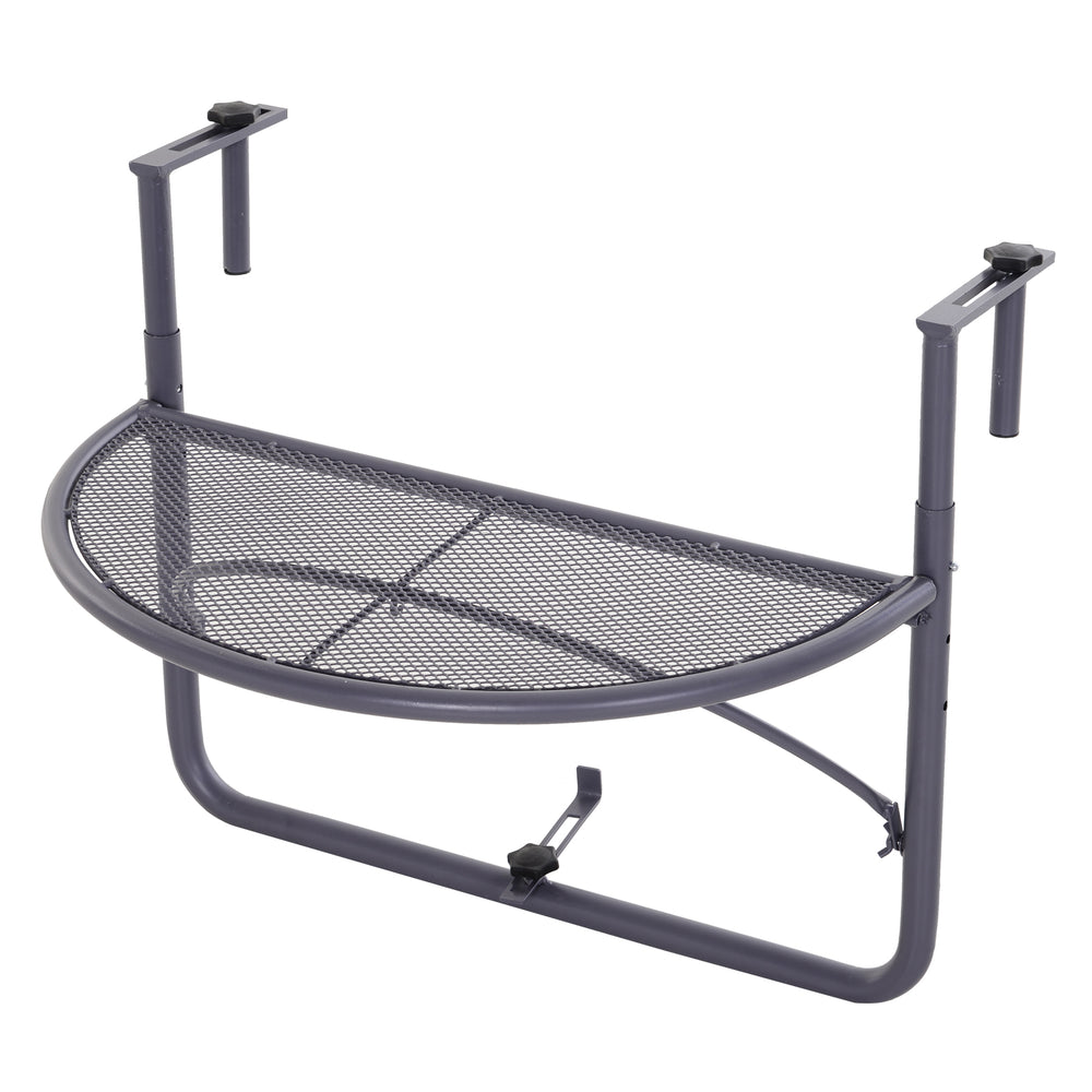 Adjustable metal balcony table, gray