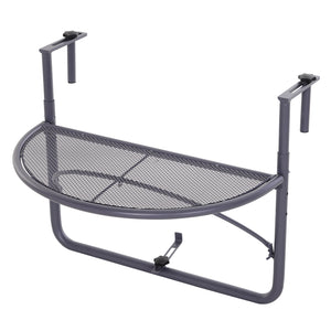 Adjustable metal balcony table, gray