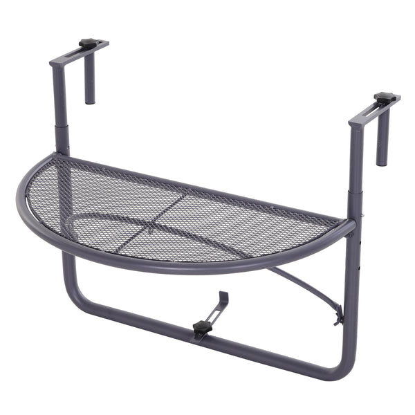 Adjustable metal balcony table, gray