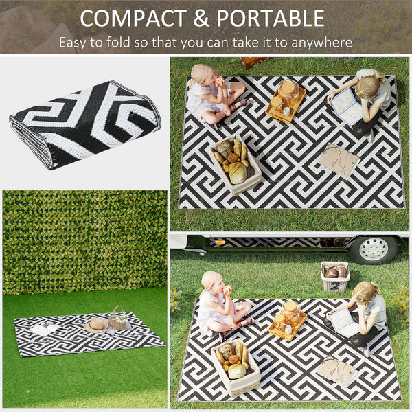Reversible outdoor rug, black and white