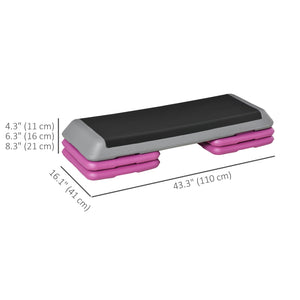 43" 3-Level Adjustable Aerobic Stepper with Risers Black and Purple