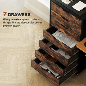 7-Drawer Vertical Filing Cabinet for Home Office, 47 x 39 x 90 cm, Rustic Brown