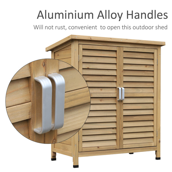 Wooden garden shed with 2 doors, natural