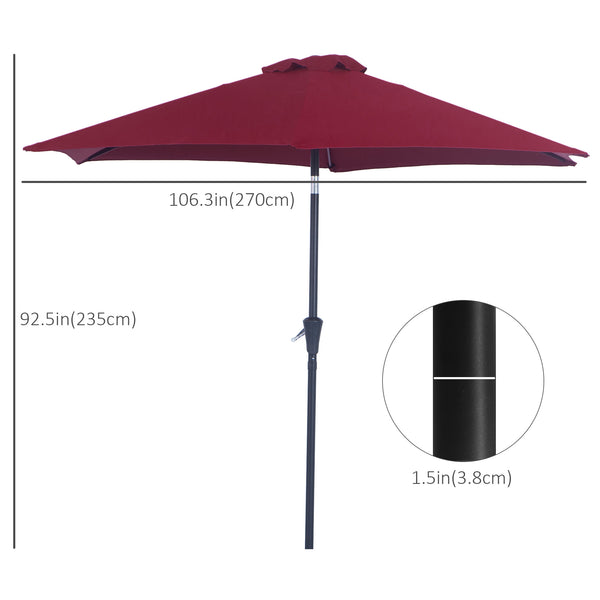 8.5-foot patio umbrella, burgundy red 