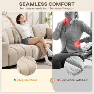 Sectional sofa with integrated seat, removable chaise longue, 2 cushions, beige