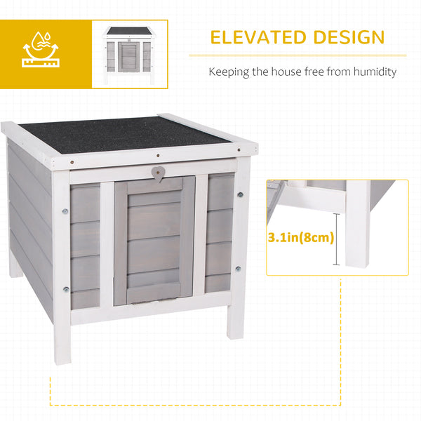 Wooden hutch with waterproof and openable asphalt roof, grey