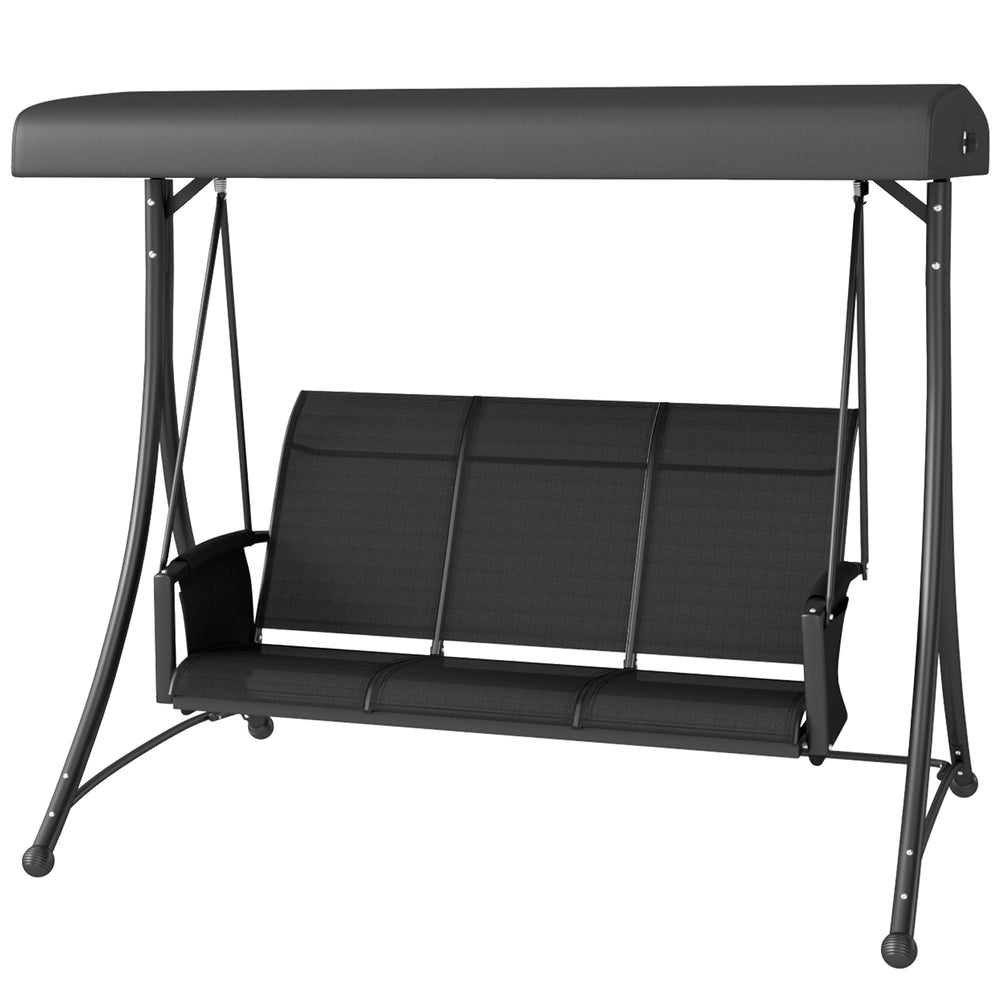 3 Person Outdoor Swing with Adjustable Canopy, Black