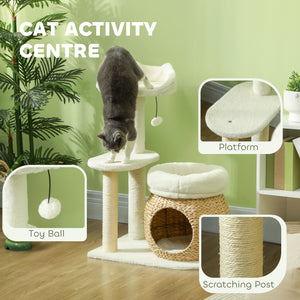 79cm Cat Tree with Scratching Posts, Cream White