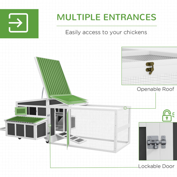 Wooden chicken coop with large run, dark grey