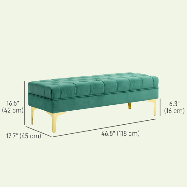 Upholstered bed bench with button tufting, dark green