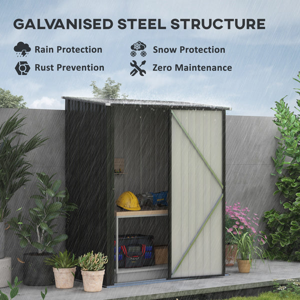 Steel garden shed with single lockable door, black