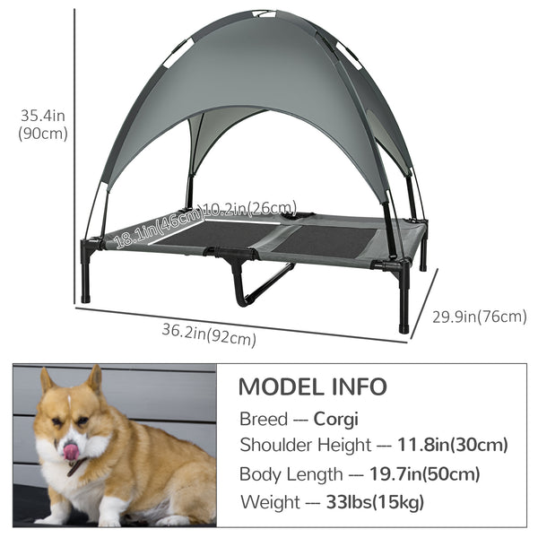 Elevated dog bed for large dog with carry bag, grey